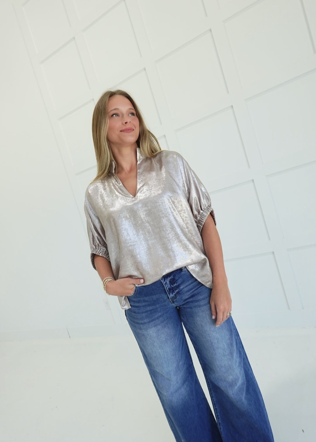 Sipping Bubbly Blouse - Champagne