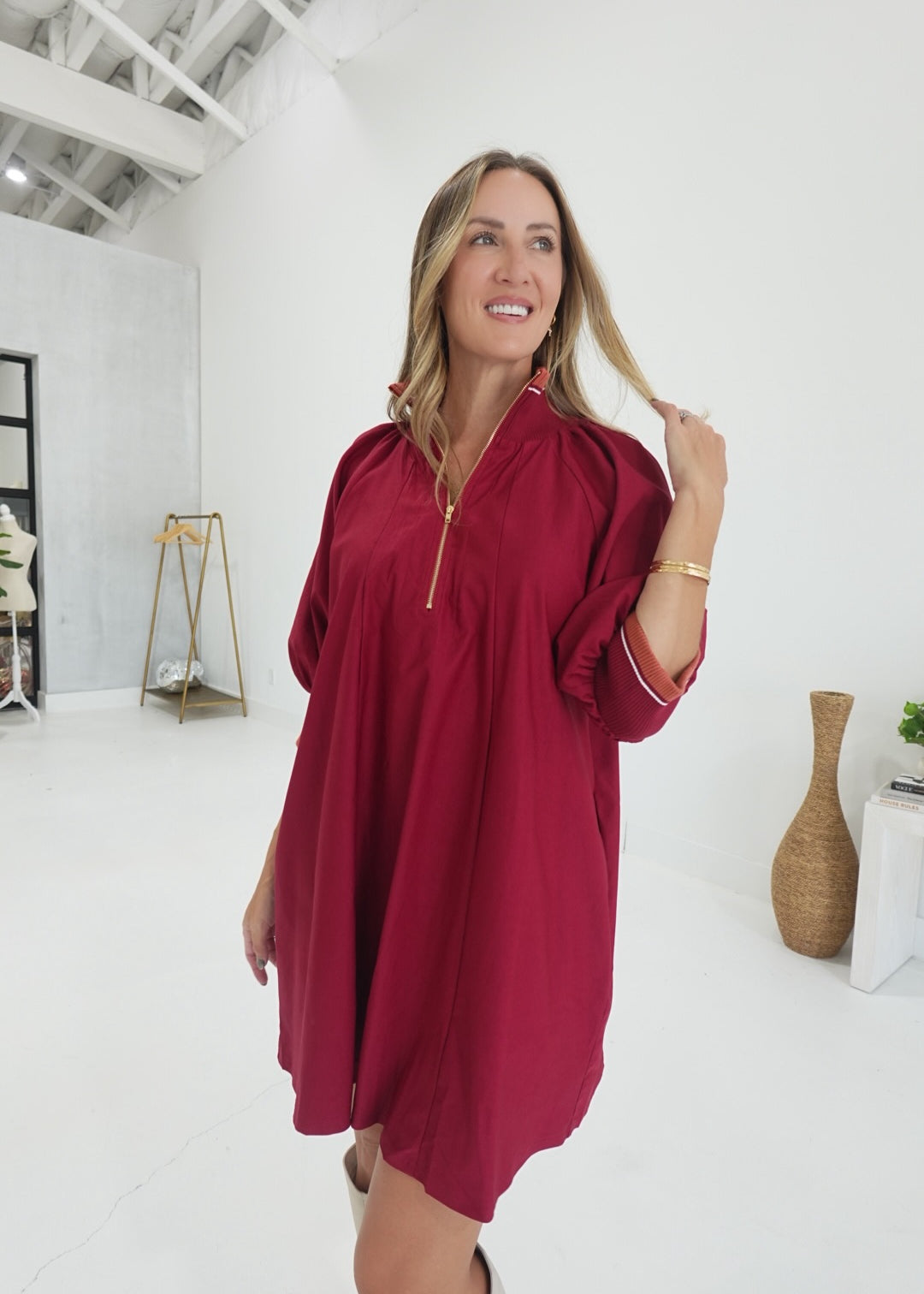 Sibly Mini Dress - Burgundy