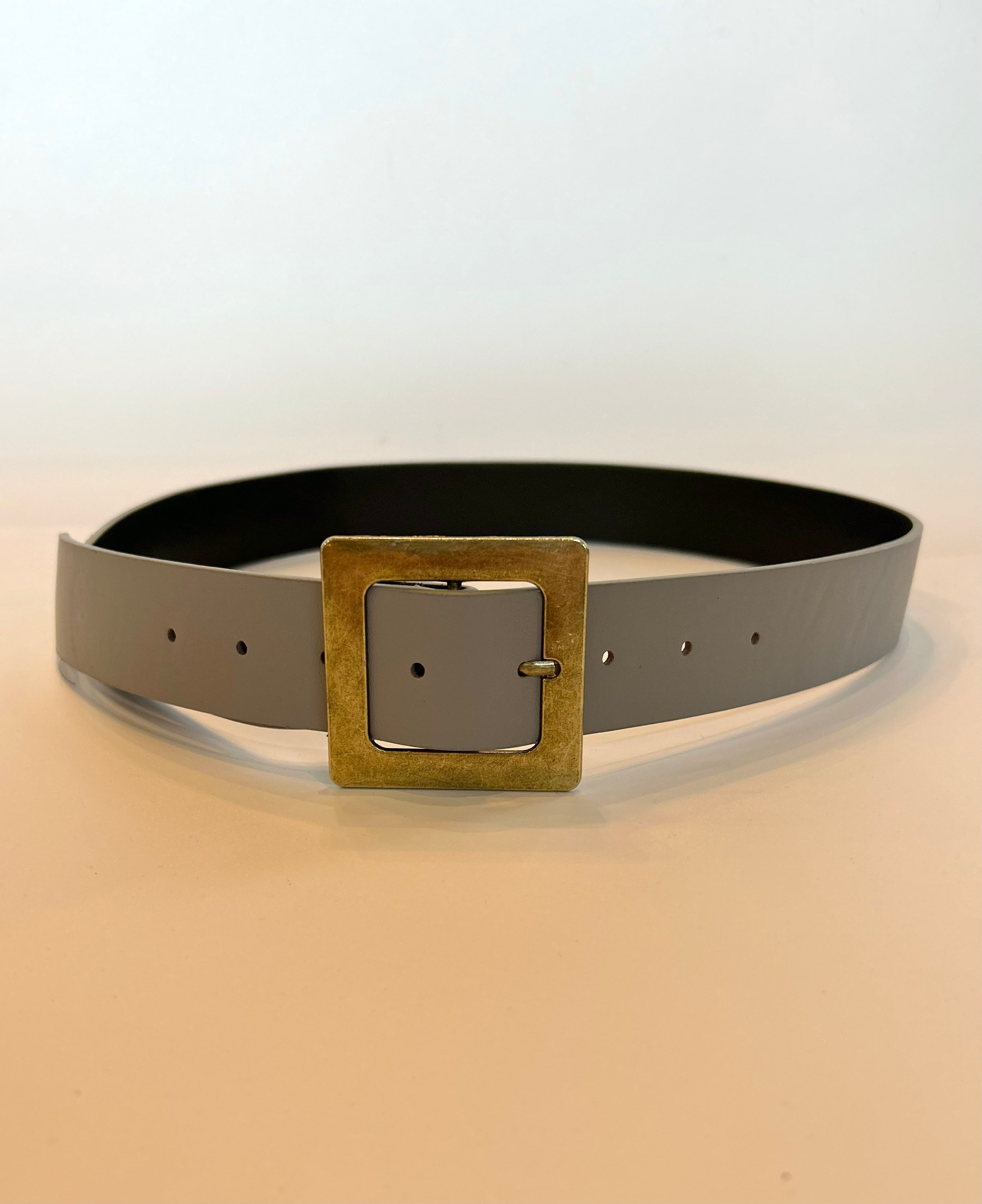 Oversized Square Buckle Belt - Grey