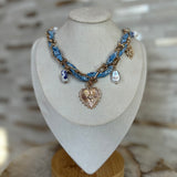 Chain Link Bandana Necklace - Blue