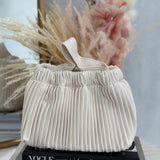 Pleated Crossbody Shoulder Bag - Off White