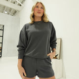 Essentials Mock Neck Short Set - Ash Grey