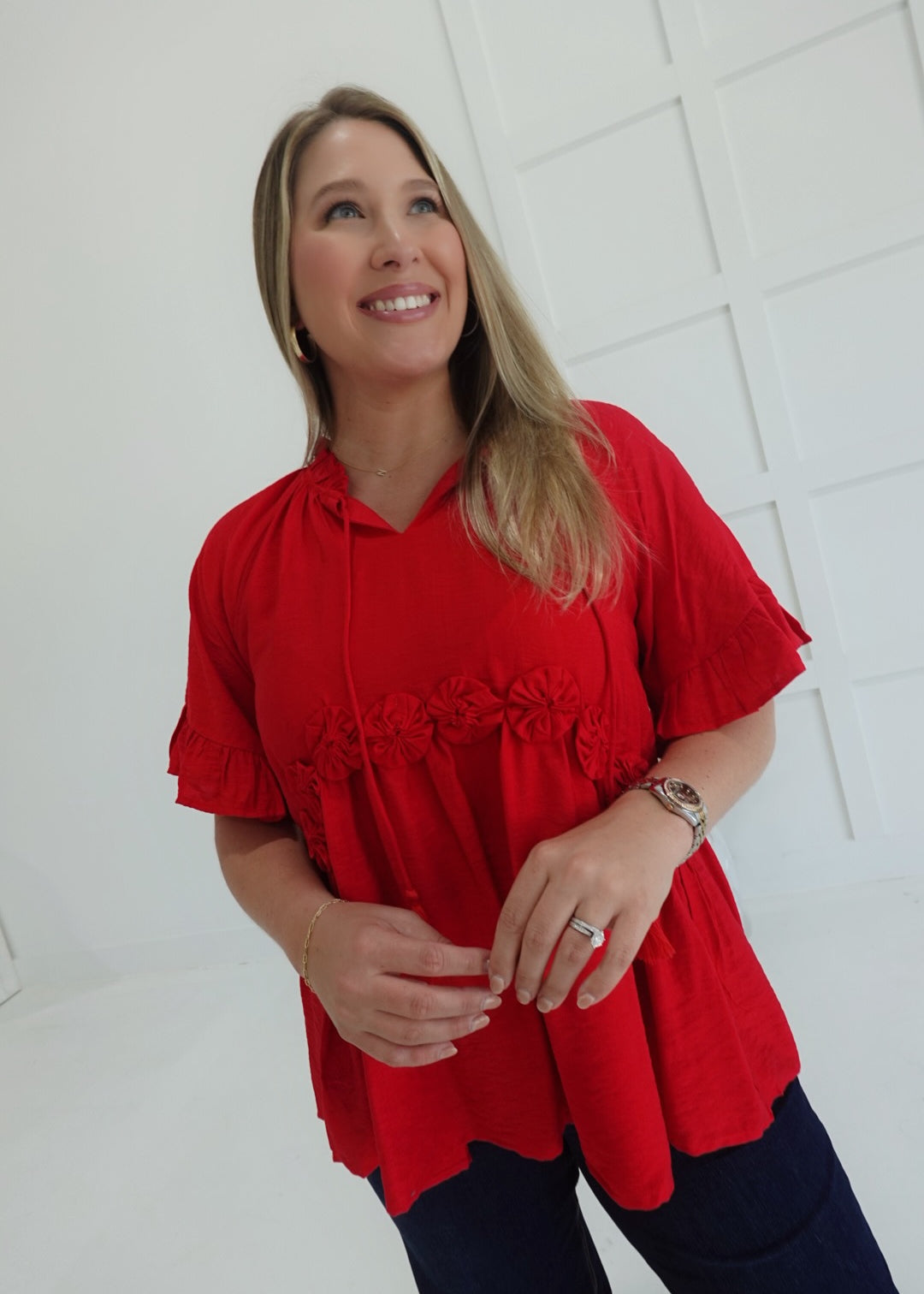 Peppa Rosette Blouse - Red