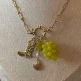 Cowboy Boot/Grape Charm Necklace