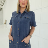 Colter Mini Dress - Denim Blue