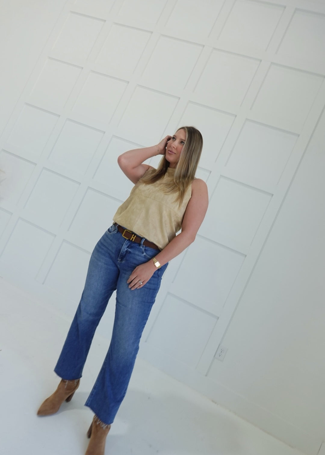 Selma Suede Top - Sand
