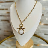 Round Pendant Necklace - White