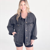 Abner Oversized Denim Jacket - Charcoal