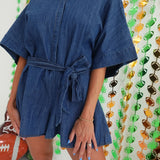 Blitzed Denim Romper