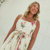 Tallula Midi Dress - Light Khaki Multi