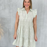 Youthful Embroidered Dress - Sage