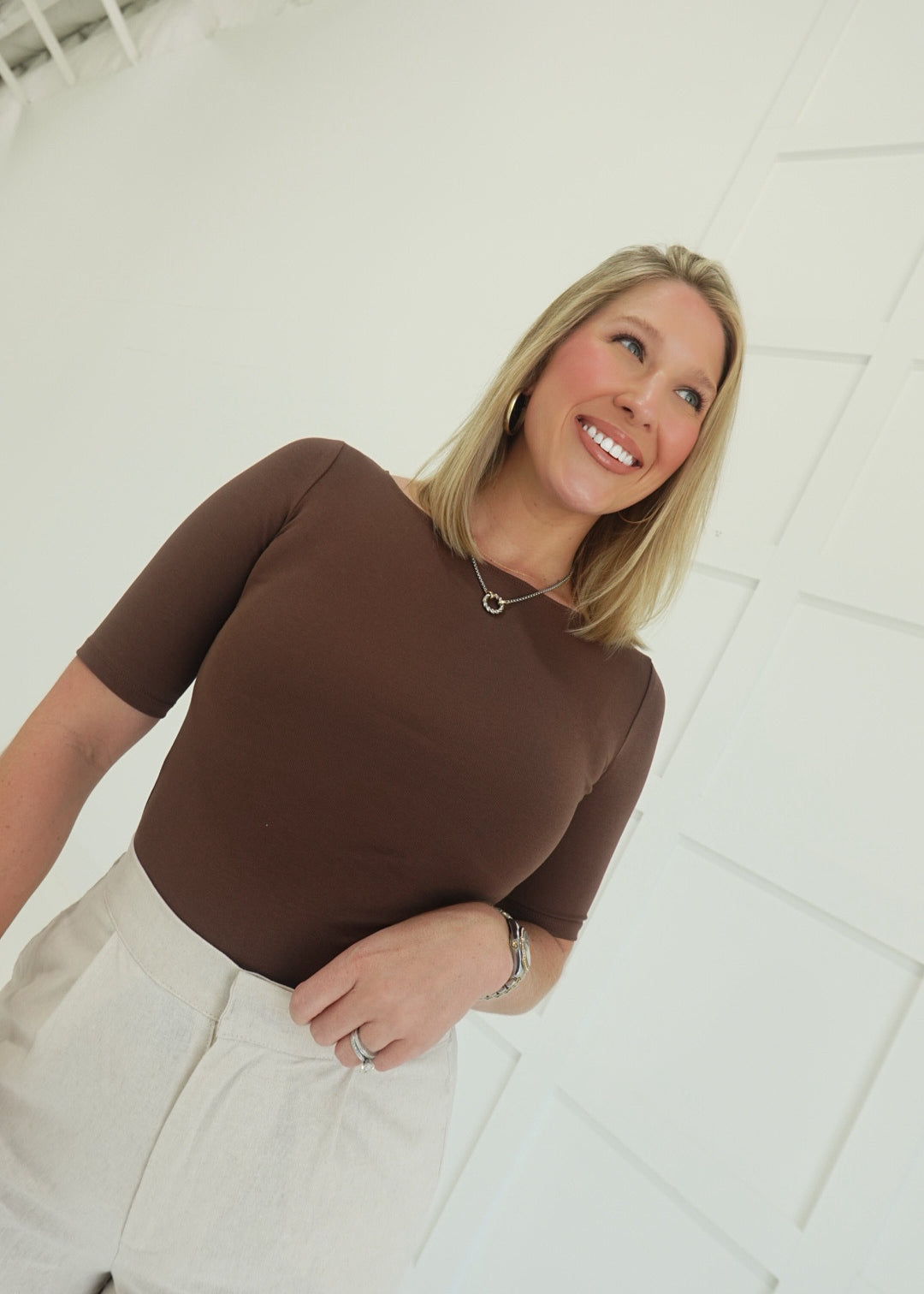 Contour Knit Top - Brown