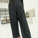 Heads Turn Studded Pants - Black