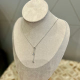 Teardrop Y Necklace - Silver