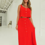 Zayda Skirt Set - Red
