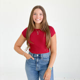 Banded Basic Sweater Tee - Red