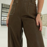 Heads Turn Studded Pants - Brown