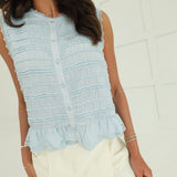 Chassie Shirred Top - Blue