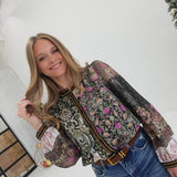 Ray Patchwork Top - Olive Multi