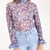 Follies Floral Mesh Top - Purple