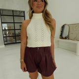 Oaks Leather Shorts - Wine