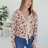 Cherry Kiss Front Tie Cardigan