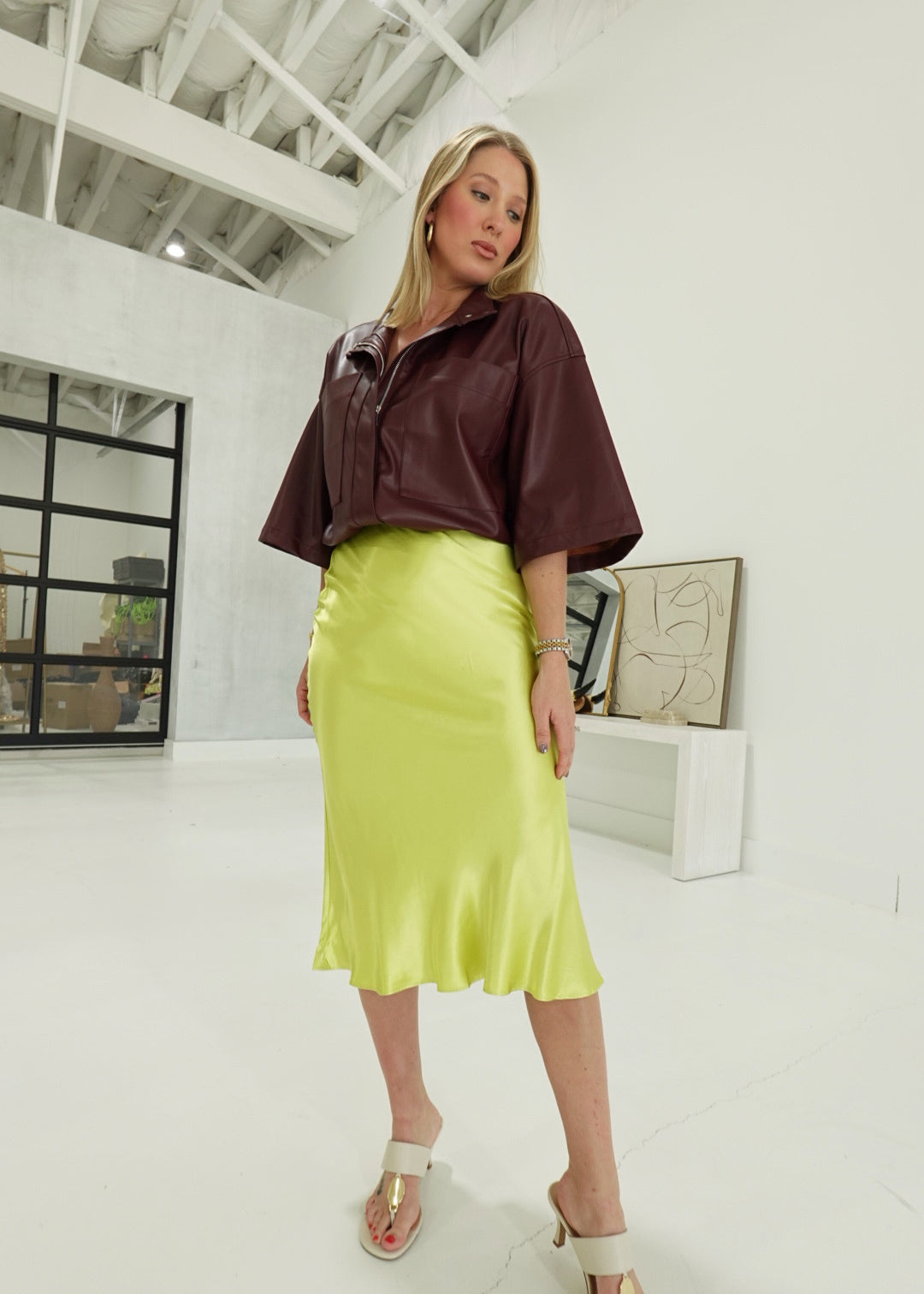 WOW Factor Midi Skirt - Lime