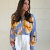 Riviera Palm Blouse - Blue