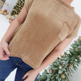 Chenille Waffle Top - Deep Camel