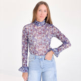 Follies Floral Mesh Top - Purple