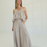 Keely Bubble Top Set - Taupe