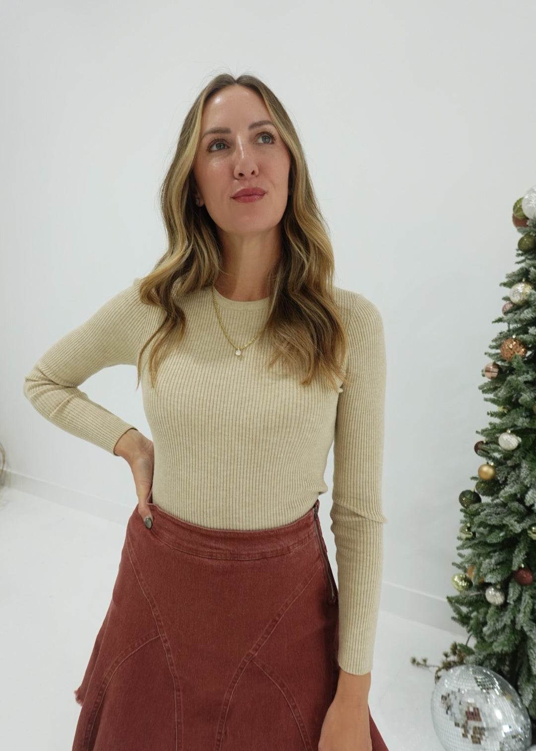 The Crew Ribbed Top - Oatmeal