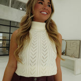 Cable Sleeveless Sweater - Ivory