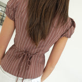 Emilie Striped Top - Brown