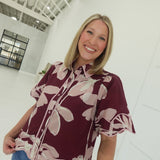 Lyra Floral Top - Wine