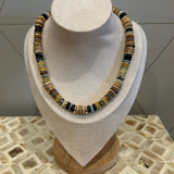 Wooden Bead Necklace - Gold/Brown