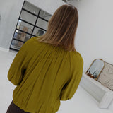Kali Bubble Hem Blouse - Olive