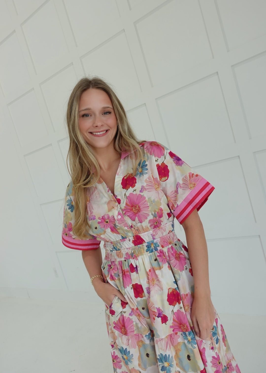 Berry Leafy Midi Dress