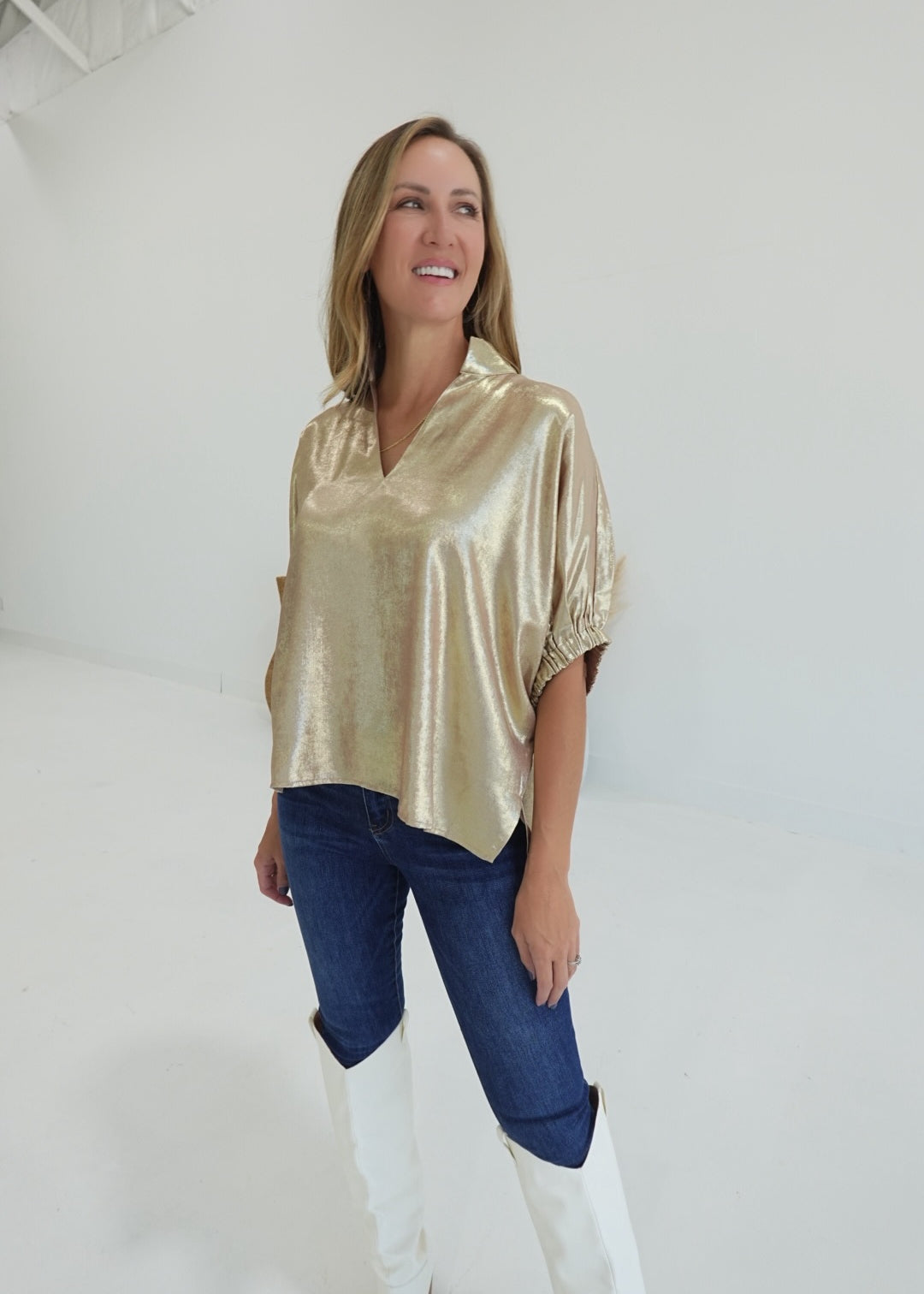 Sipping Bubbly Blouse - Gold