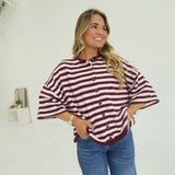 Nora Striped Cardi - Burgundy