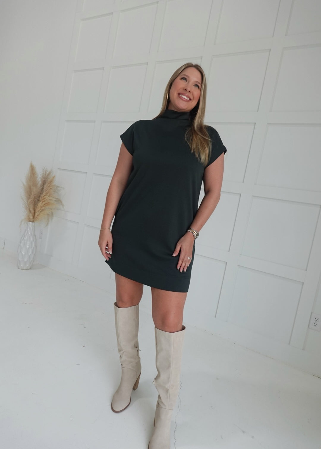Solar Mini Dress - Dk Green