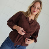 Harding Eyelet Belted Top - Brown