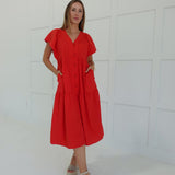 Justine Midi Dress - Red