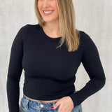 Seamless Long Sleeve Top - Black