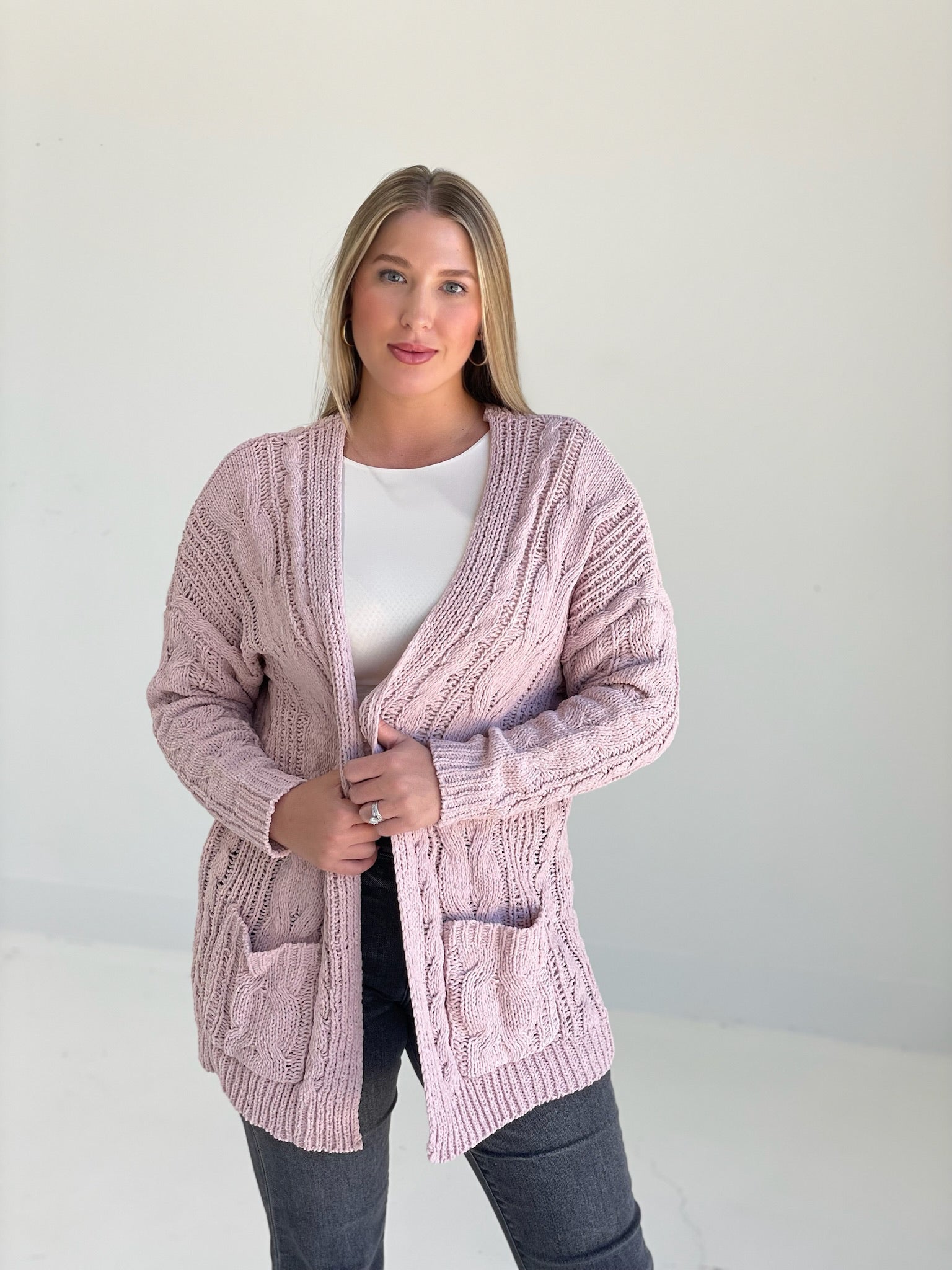 Coziest Chenille Cardigan - Pink