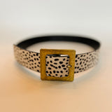 Oversized Square Buckle Belt - Cheetah Beige