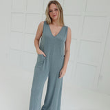 Deep Downer Jumpsuit - Ash Jade