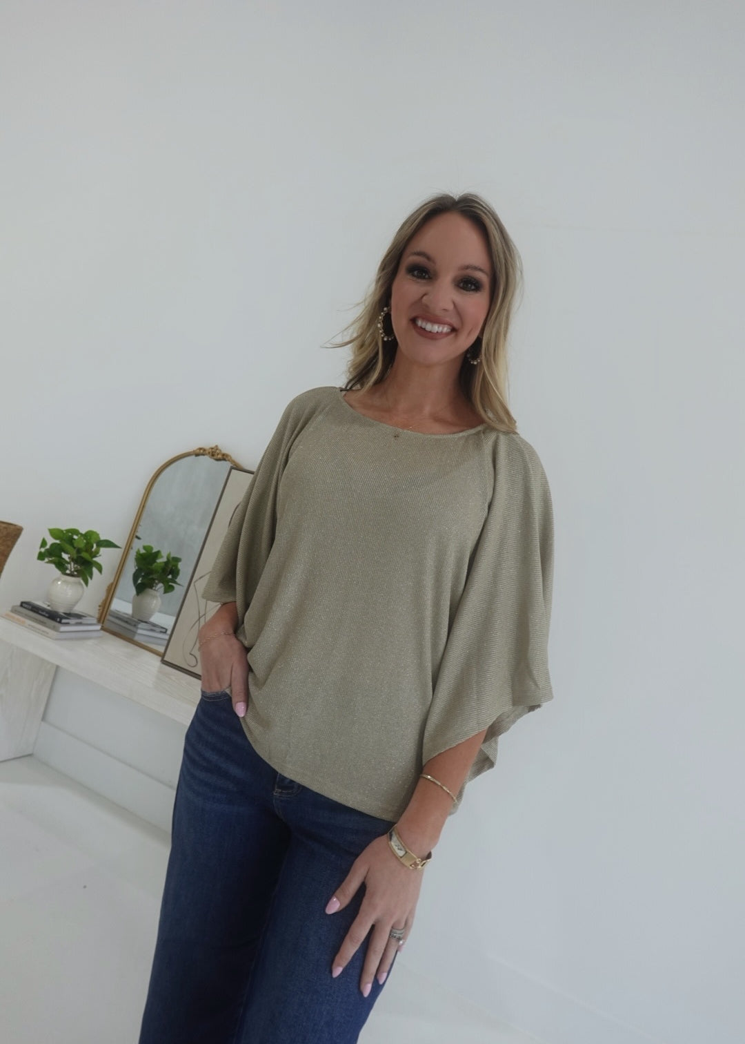 Glitz or Glam Top - Taupe