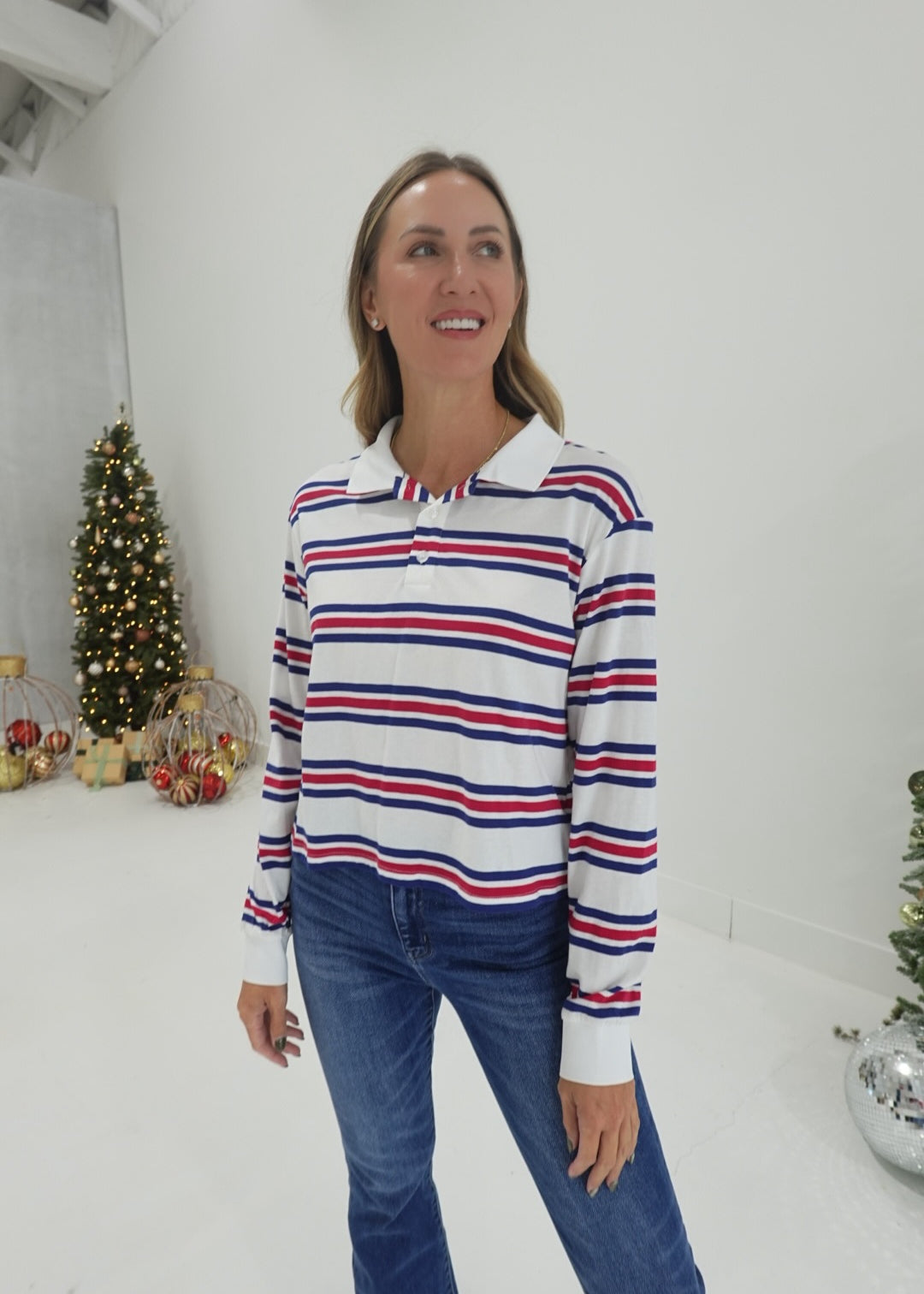 First Block Top - Off White/Royal