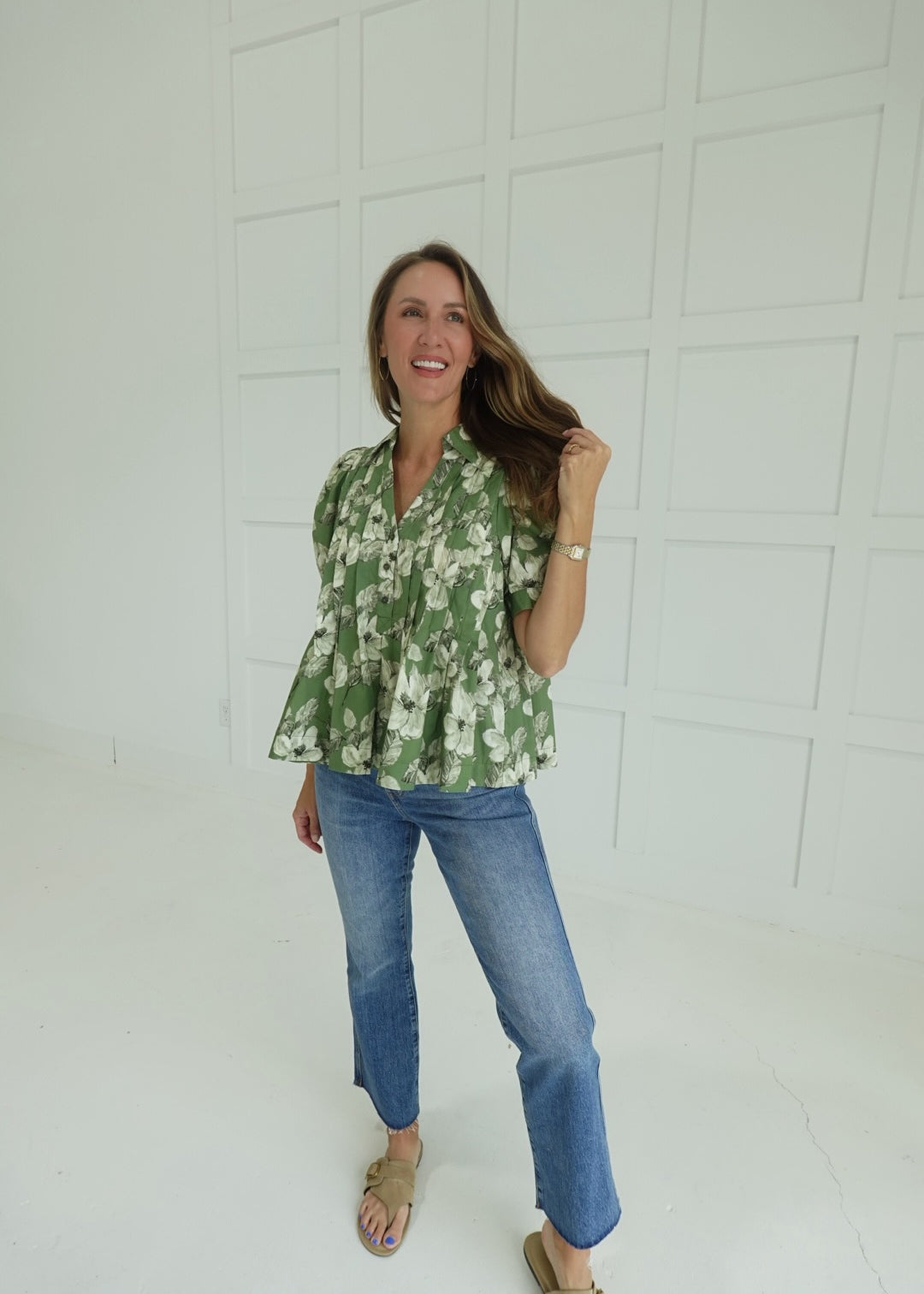 Fall Frenzy Blouse - Olive